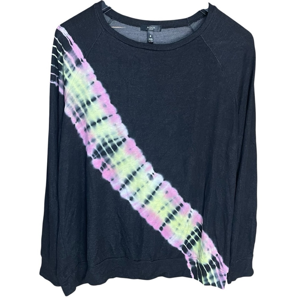 Aqua Curve Neon Tie-Dye Sweater Black
